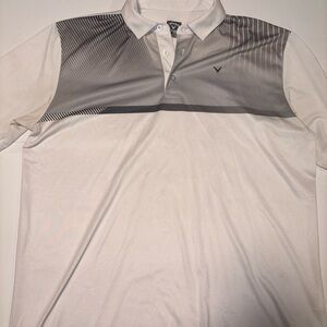 Callaway White and Gray Striped Polo Shirt